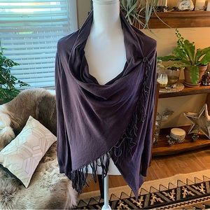 Lovestitch Fringe Wrap Cozy Long Sleeve Top